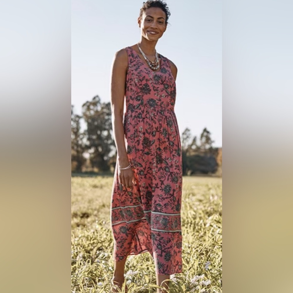 J. Jill Pink and Teal Floral Maxi Dress